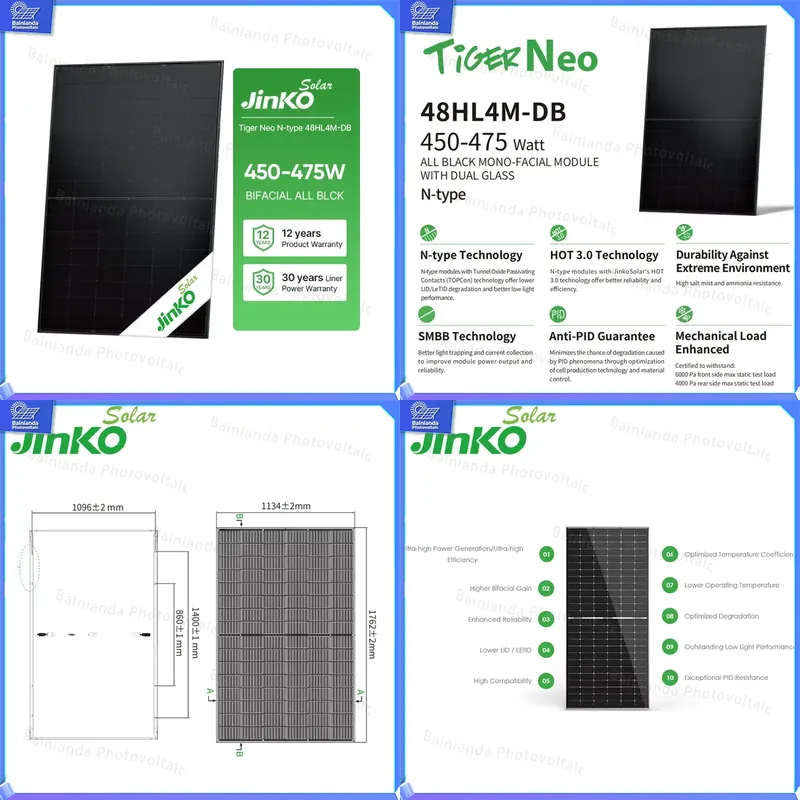 Jinko Solar Panel N-Type - Солнечная панель Jinko N-типа, монокристаллическая, 30-летняя